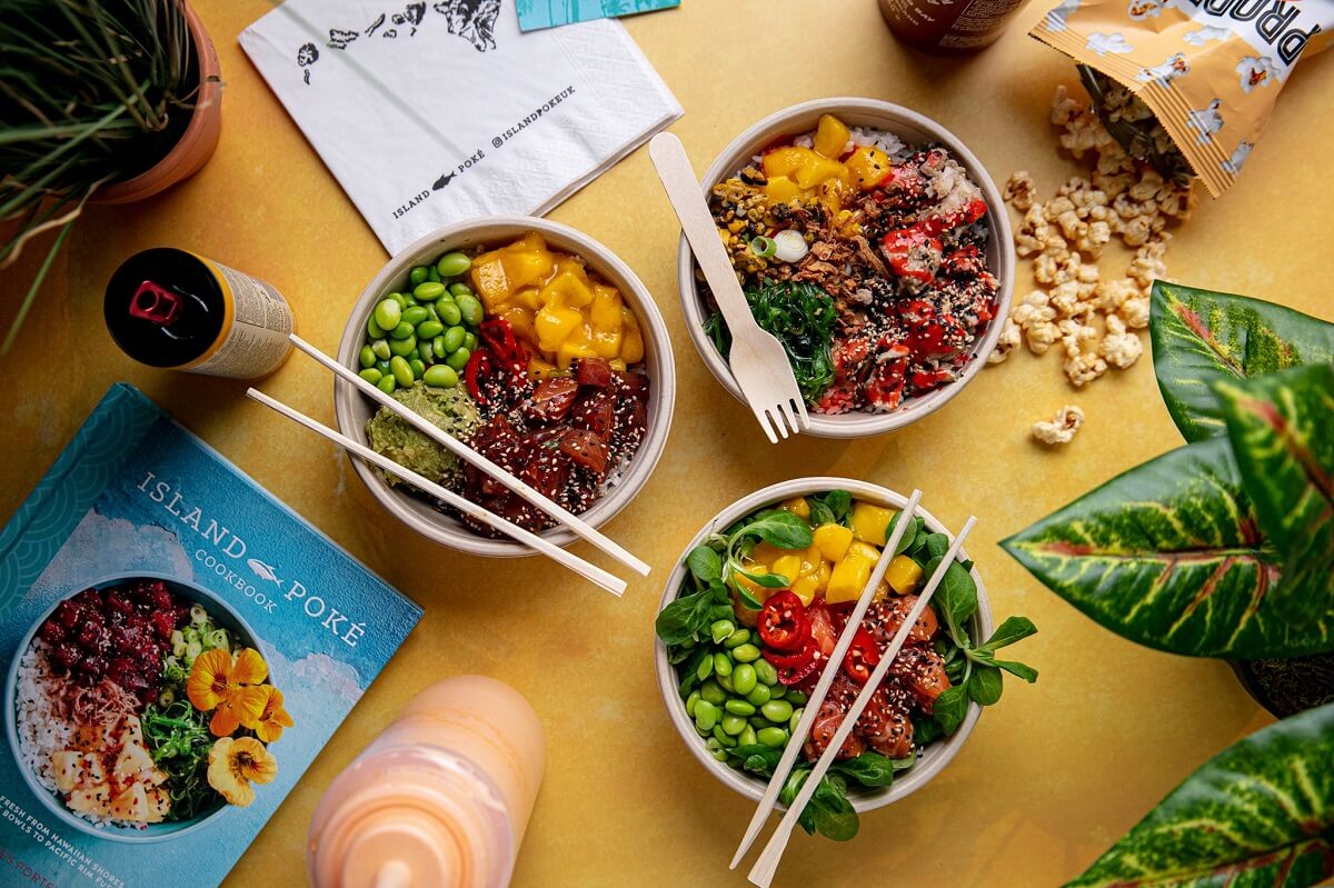 Island Poke bowls on a table