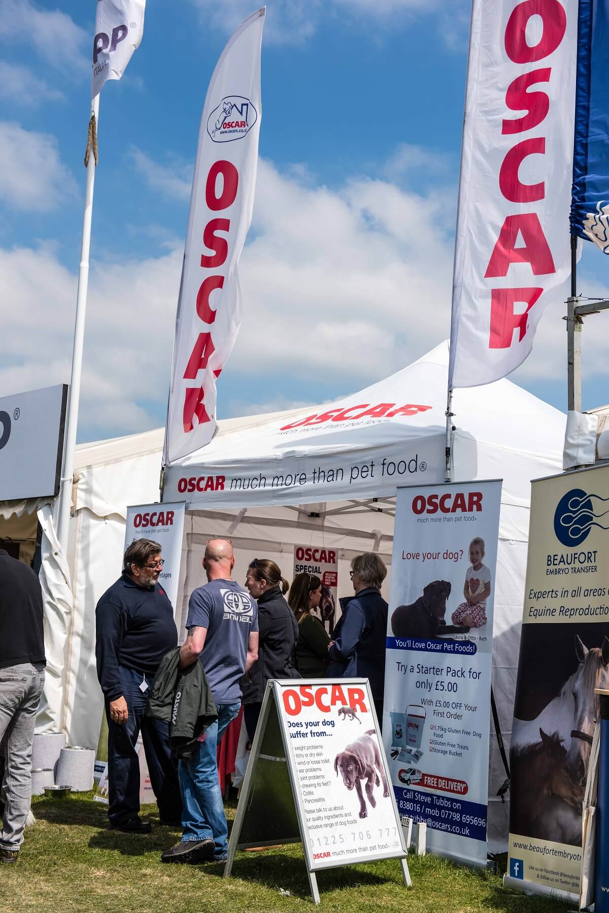 oscar pet foods stall at a country fayre