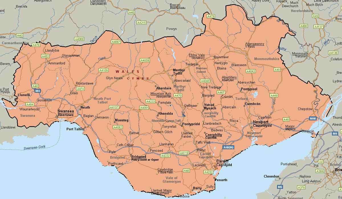 Map of South Wales Franchise Territory