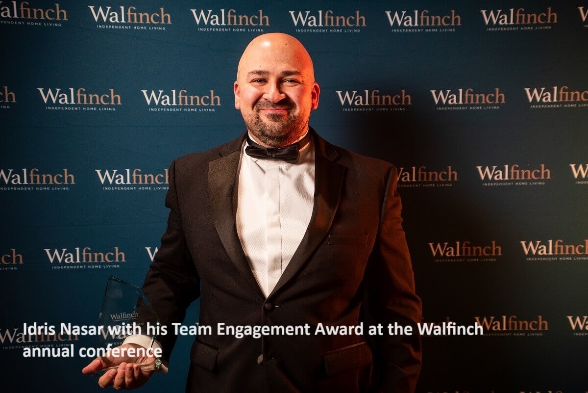 Idris Nasar with his Team Engagement Award at the Walfinch annual conference